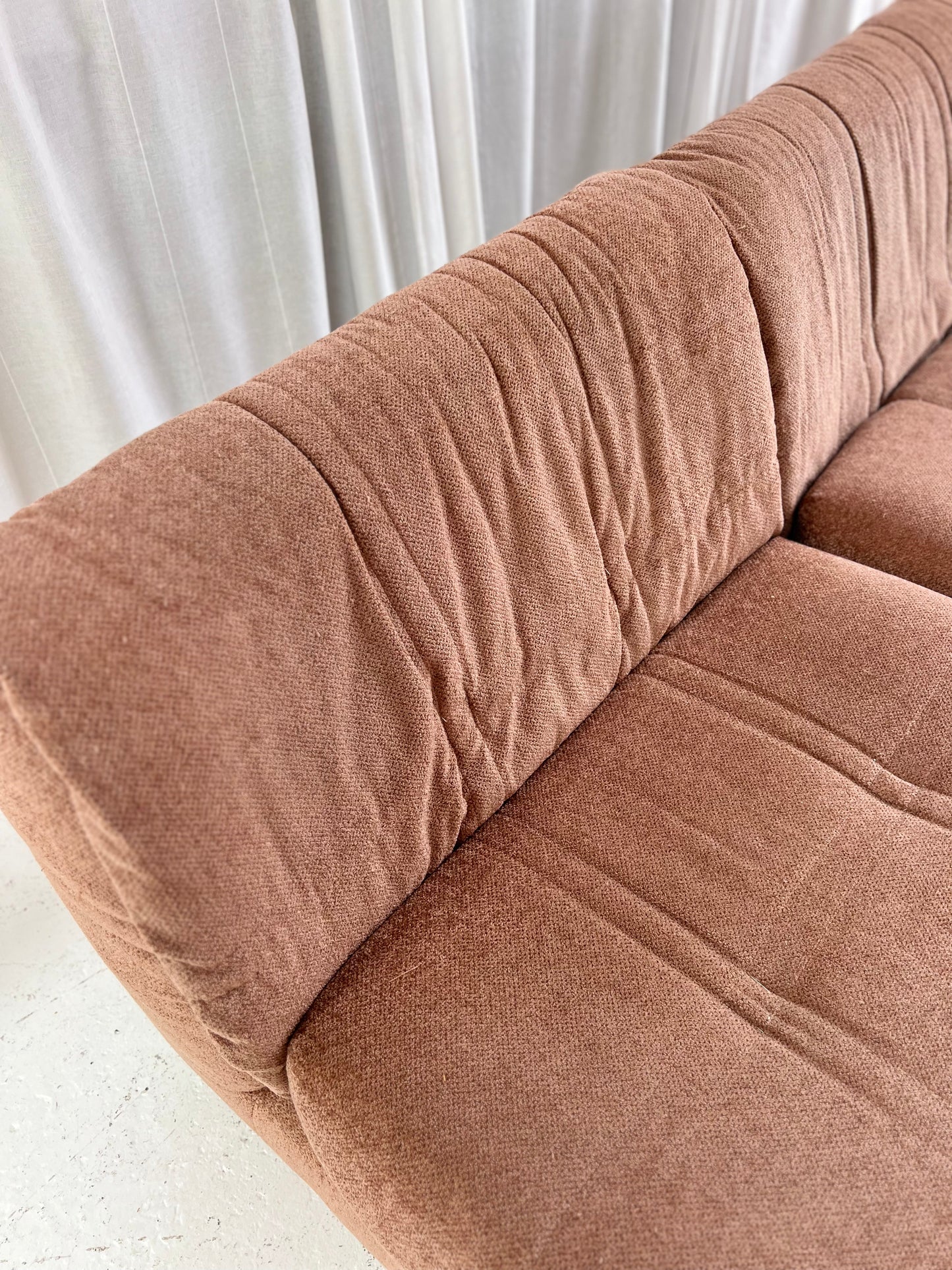 Vintage Dusty Pink Chenille Modular Sofa