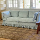 Blue Linen Ruffle Sofa