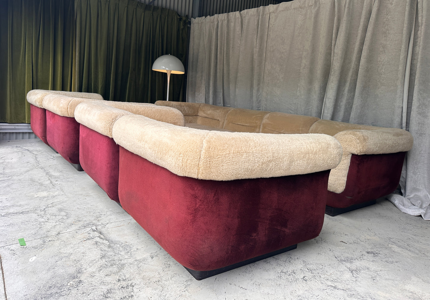 Vintage 8 Piece Fluffy Vanderoza Modular Sofa, 70’s