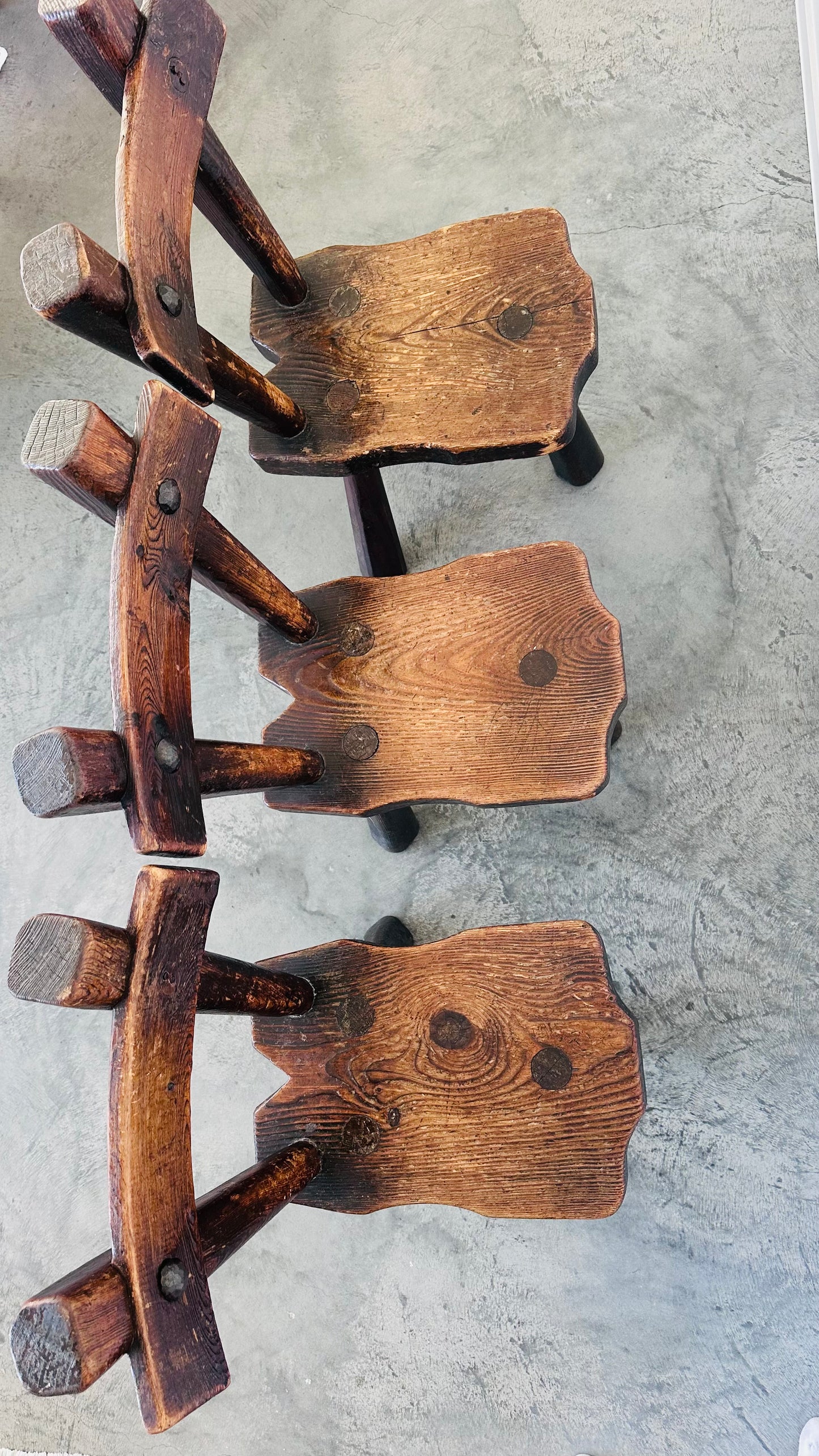 3 French Brutalist Ebonized chairs