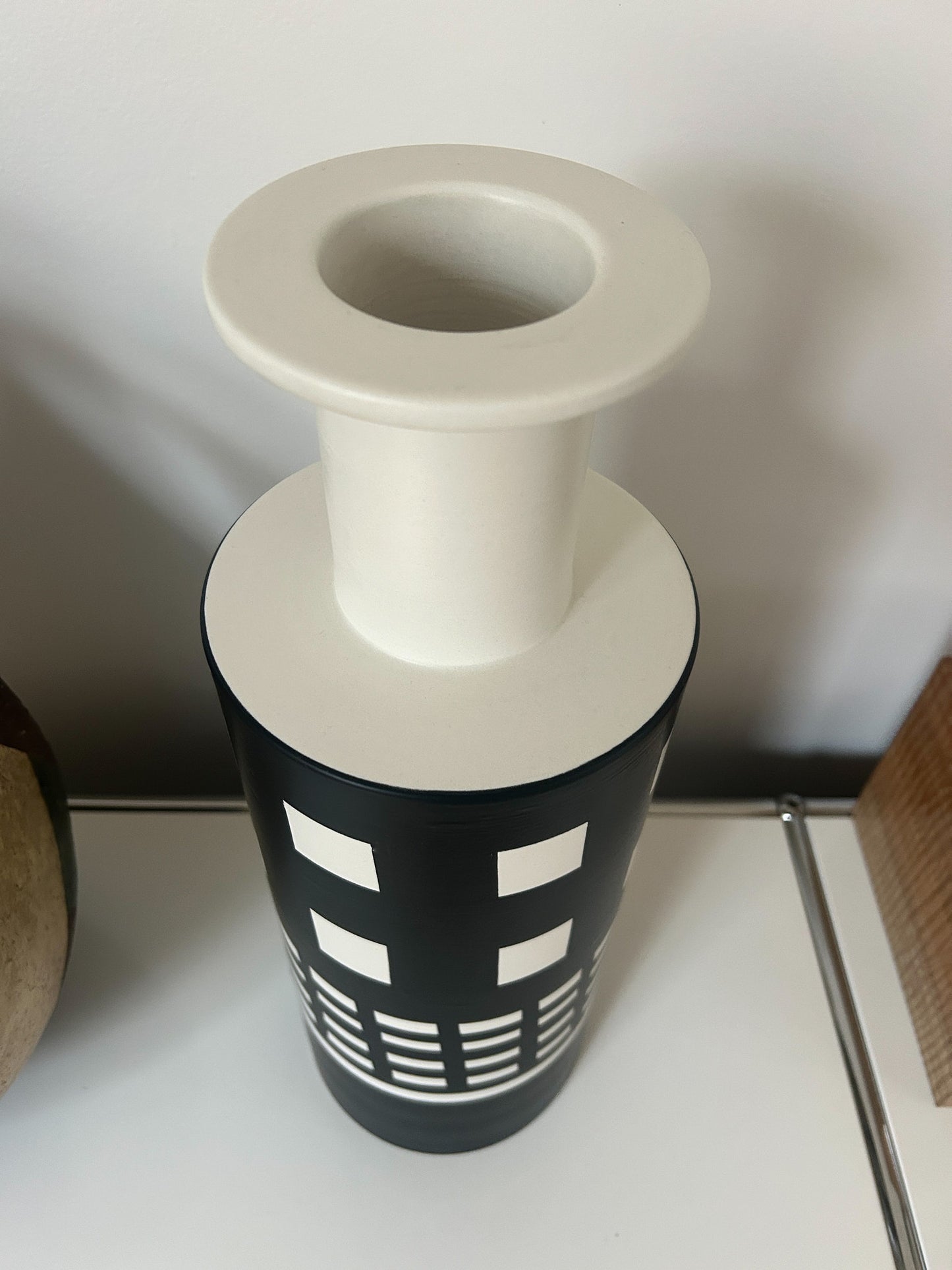 Ettore Sottsass Bitossi Ceramiche Black White Rocchetto Vase