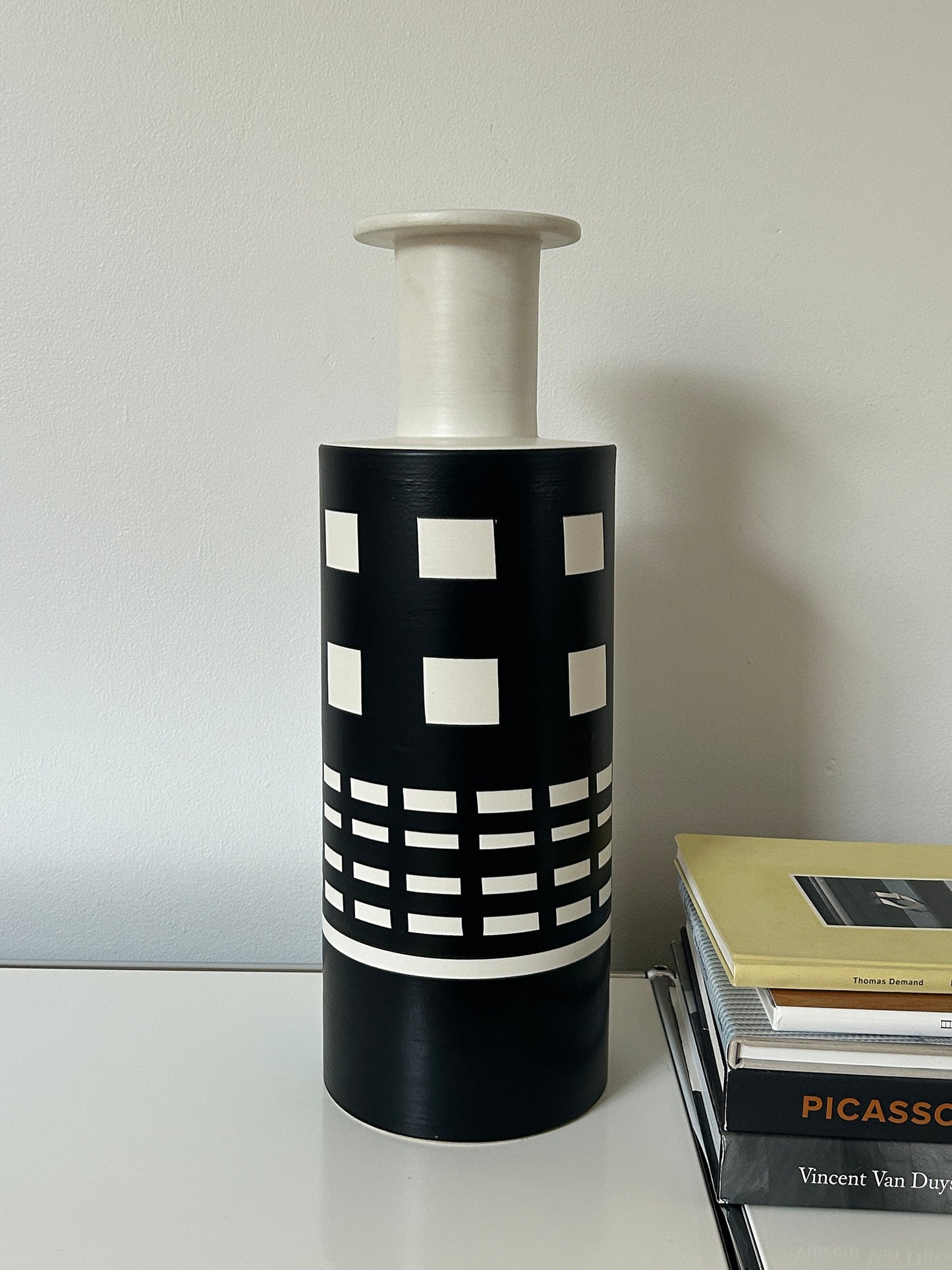 Ettore Sottsass Bitossi Ceramiche Black White Rocchetto Vase
