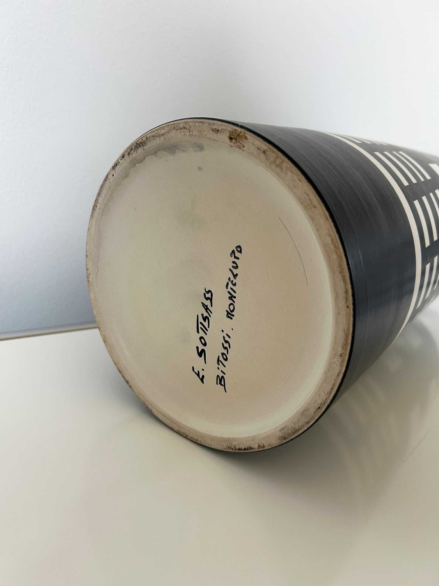 Ettore Sottsass Bitossi Ceramiche Black White Rocchetto Vase
