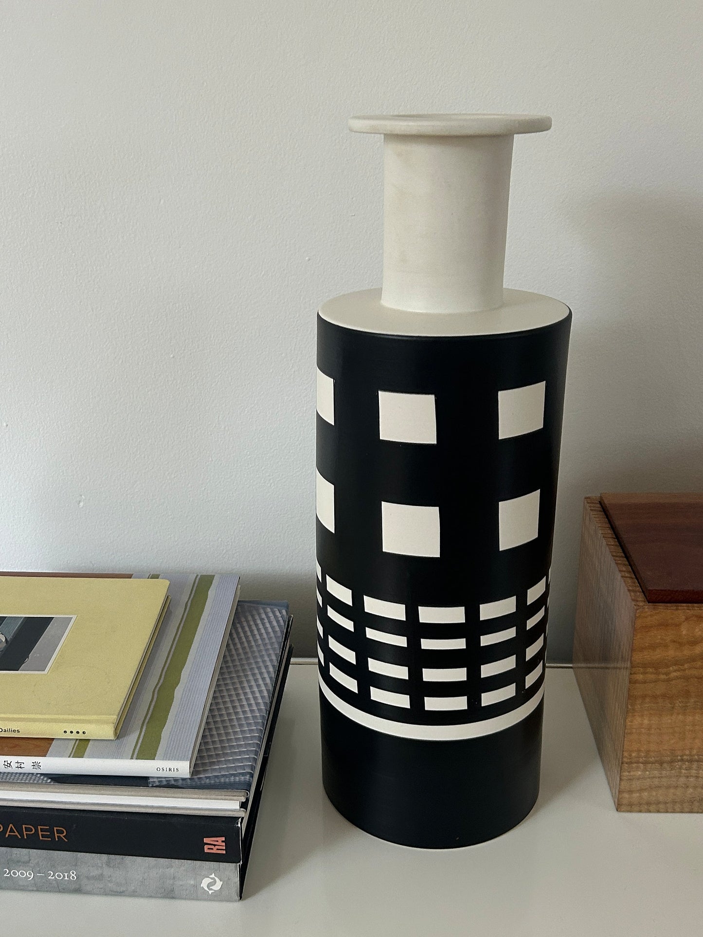 Ettore Sottsass Bitossi Ceramiche Black White Rocchetto Vase