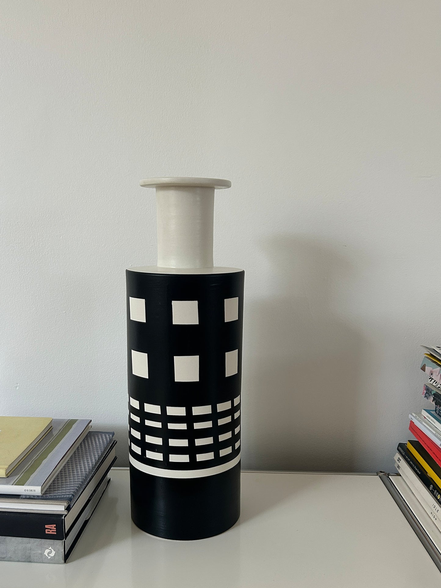 Ettore Sottsass Bitossi Ceramiche Black White Rocchetto Vase