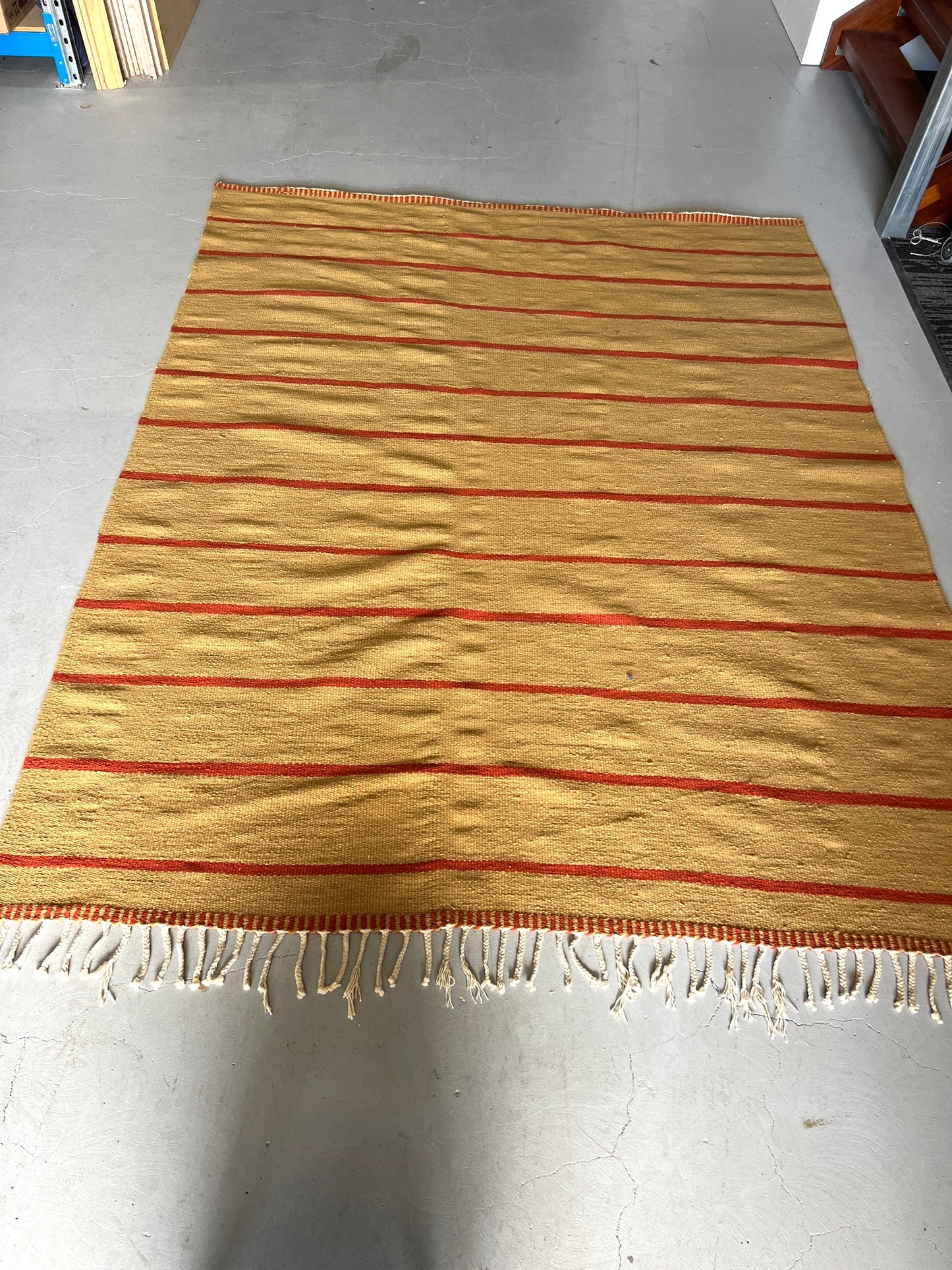 Terracotta and Fawn Single Line Rug by Beni Rug