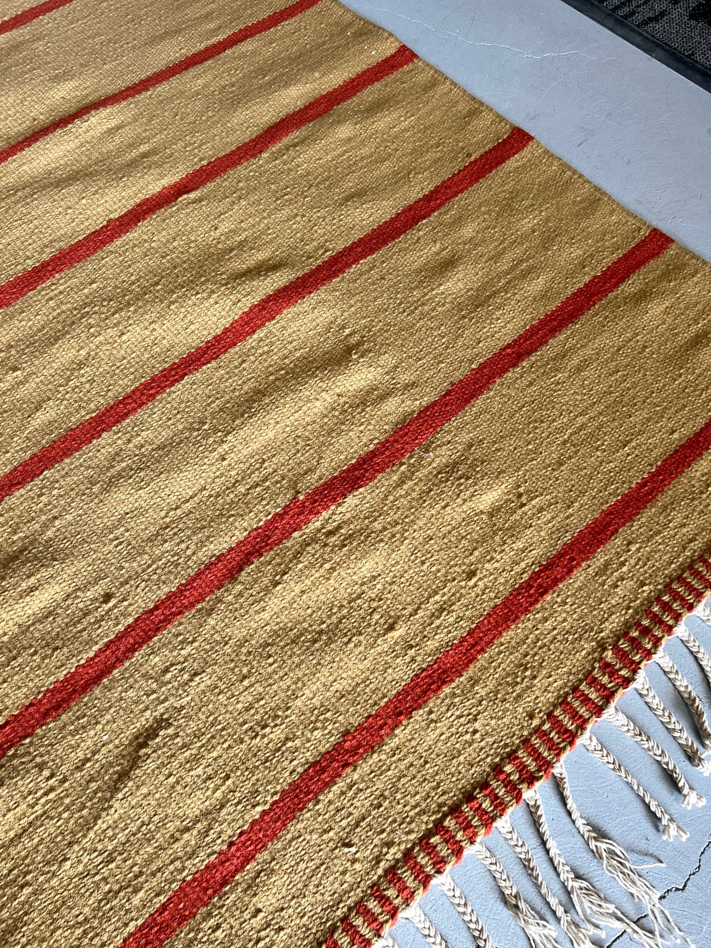 Terracotta and Fawn Single Line Rug by Beni Rug