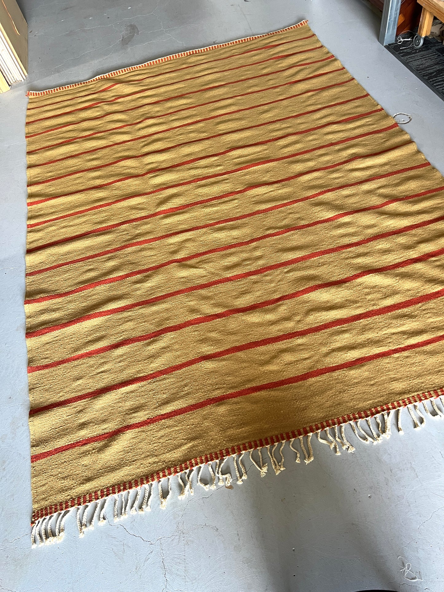 Terracotta and Fawn Single Line Rug by Beni Rug