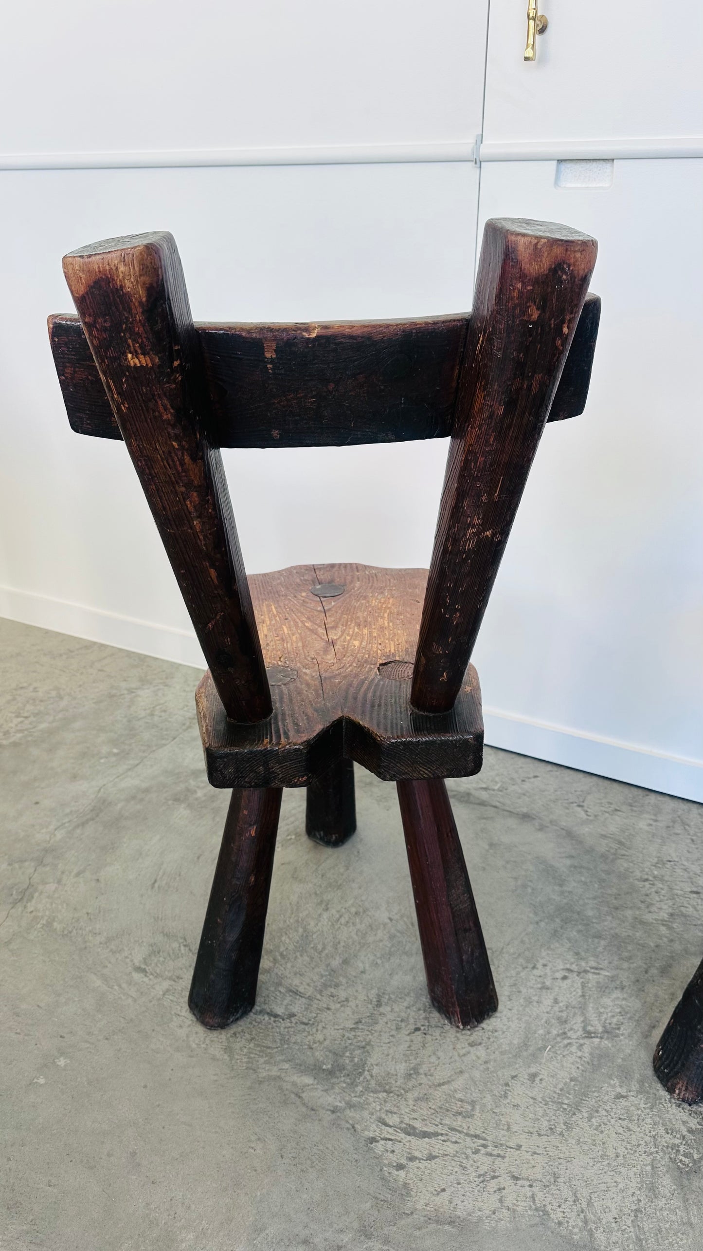 3 French Brutalist Ebonized chairs