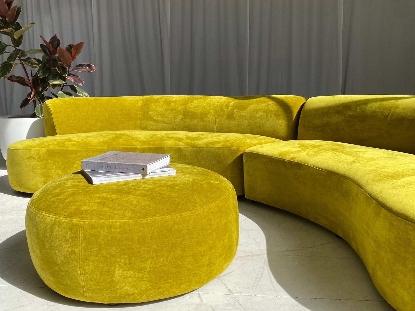 Large Bespoke Chartreuse Sofa with Ottoman