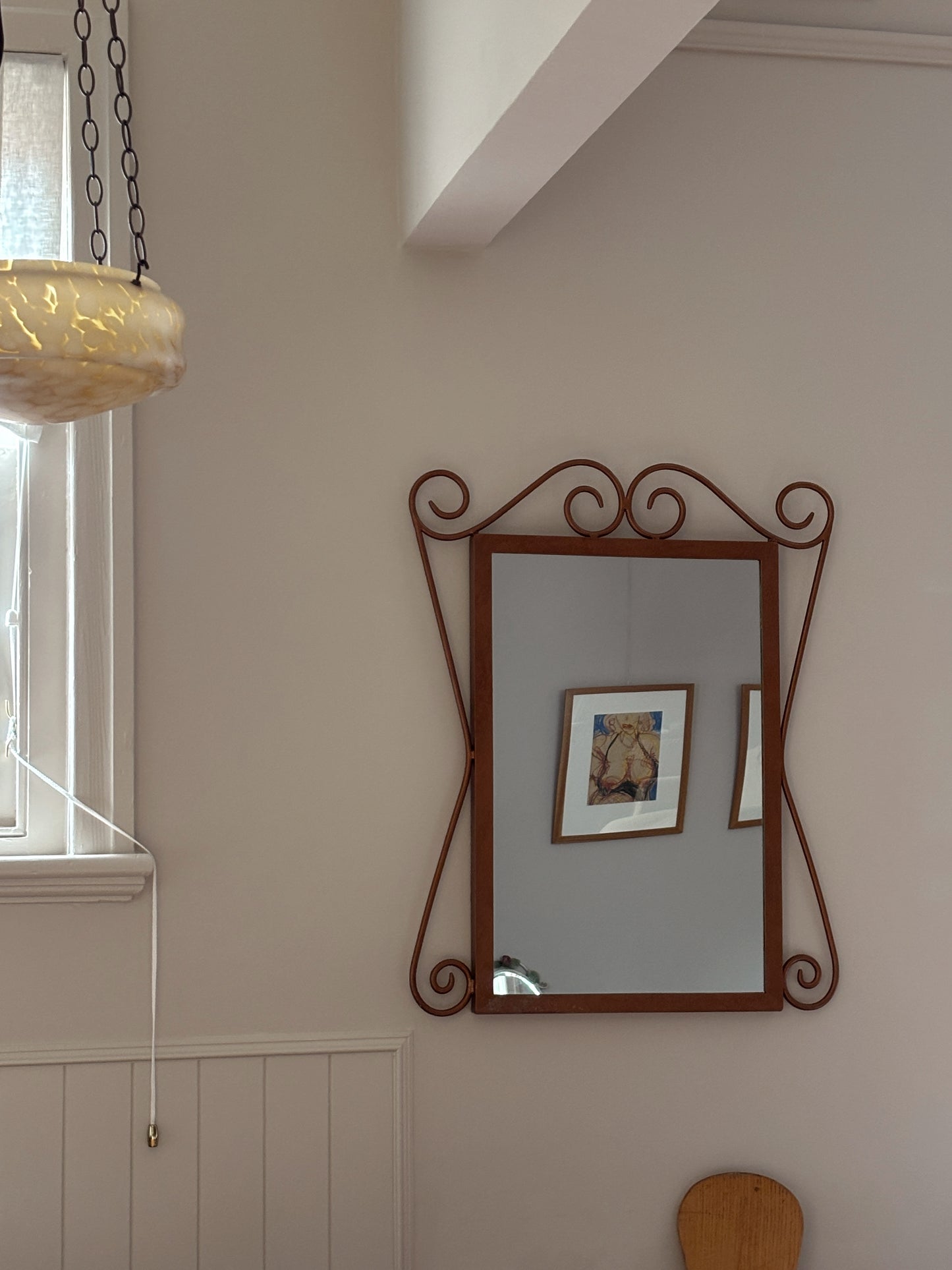 Large Vintage Wrought Iron Mirror