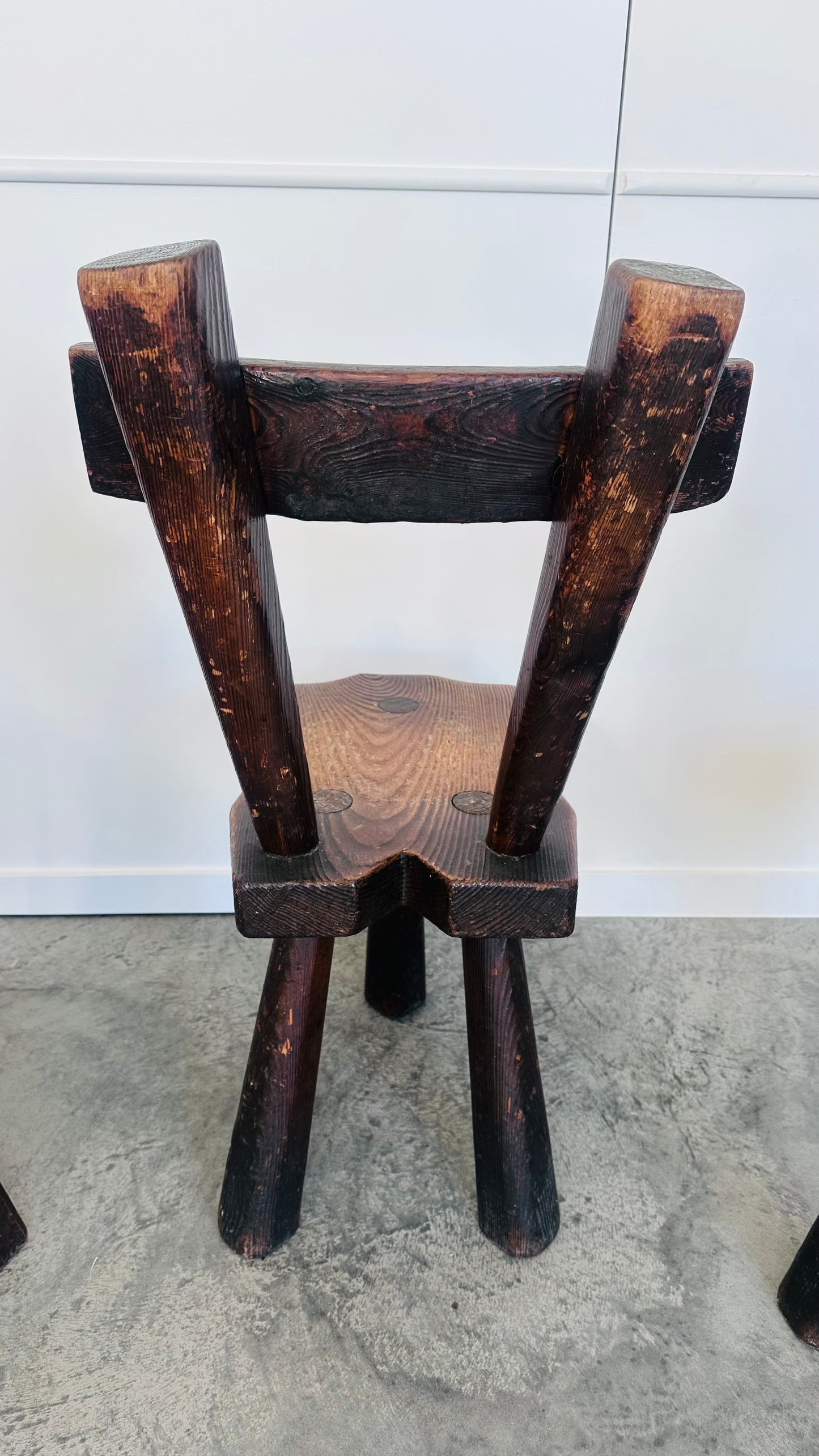 3 French Brutalist Ebonized chairs