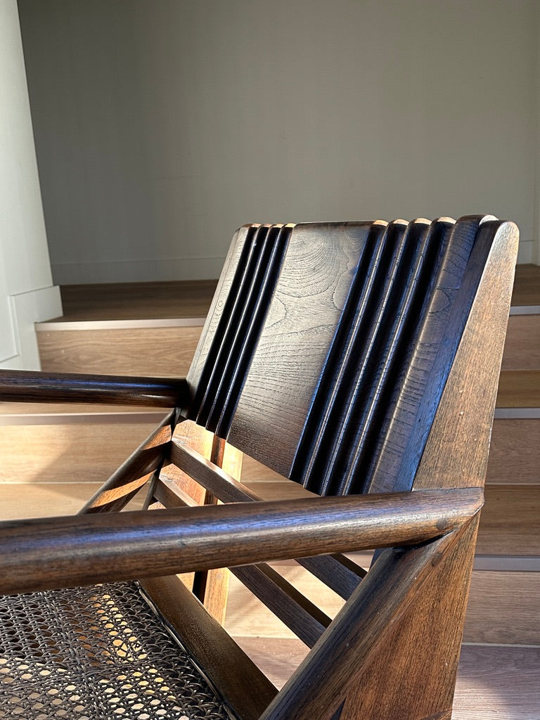 Vintage Burmese Teak and Rattan Easy Chair - Two Available