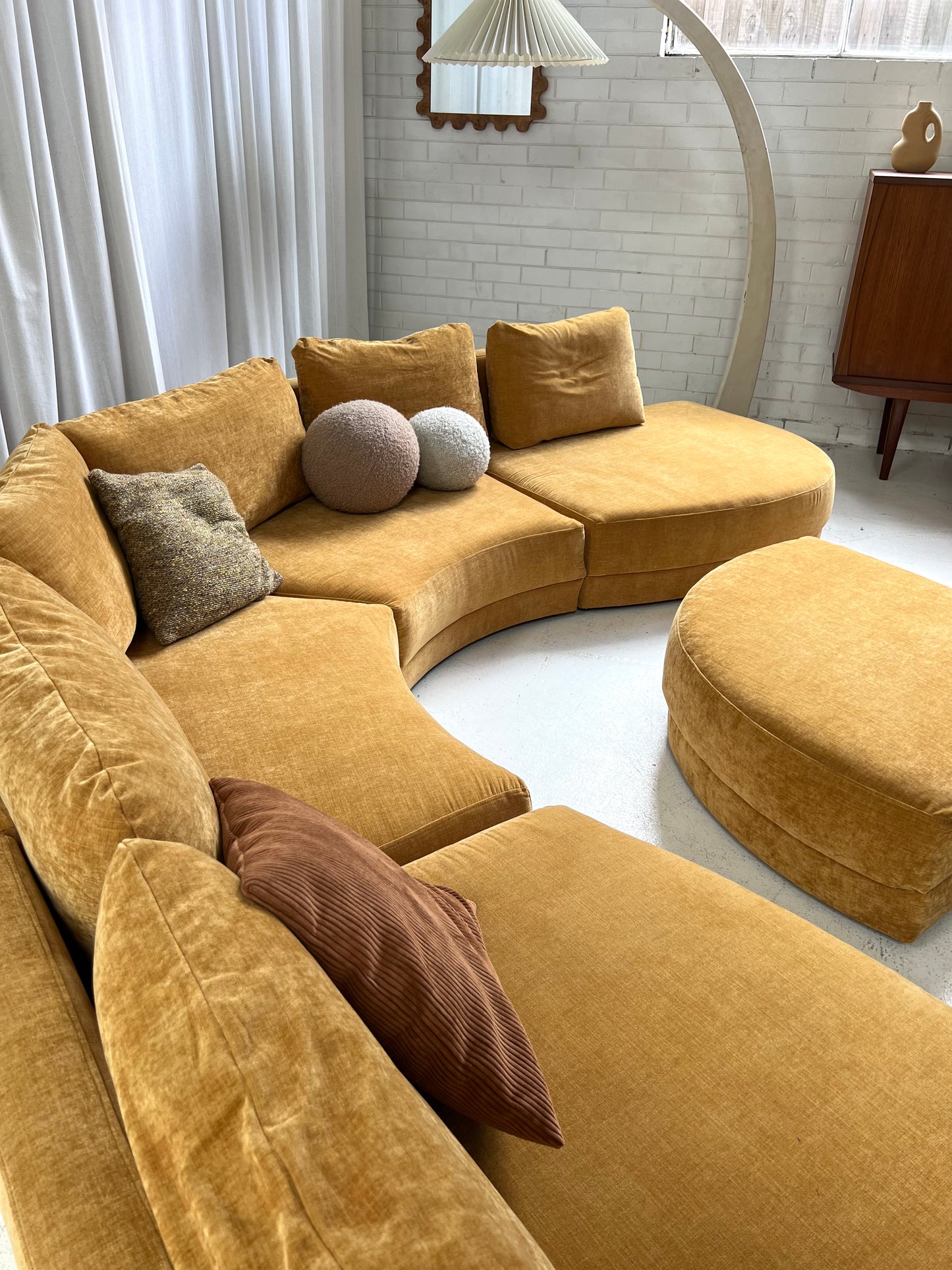 Bespoke Mustard Curved Modular Sofa