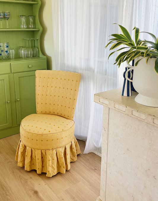 Vintage Upholstered Occasional Chair with Skirt Base