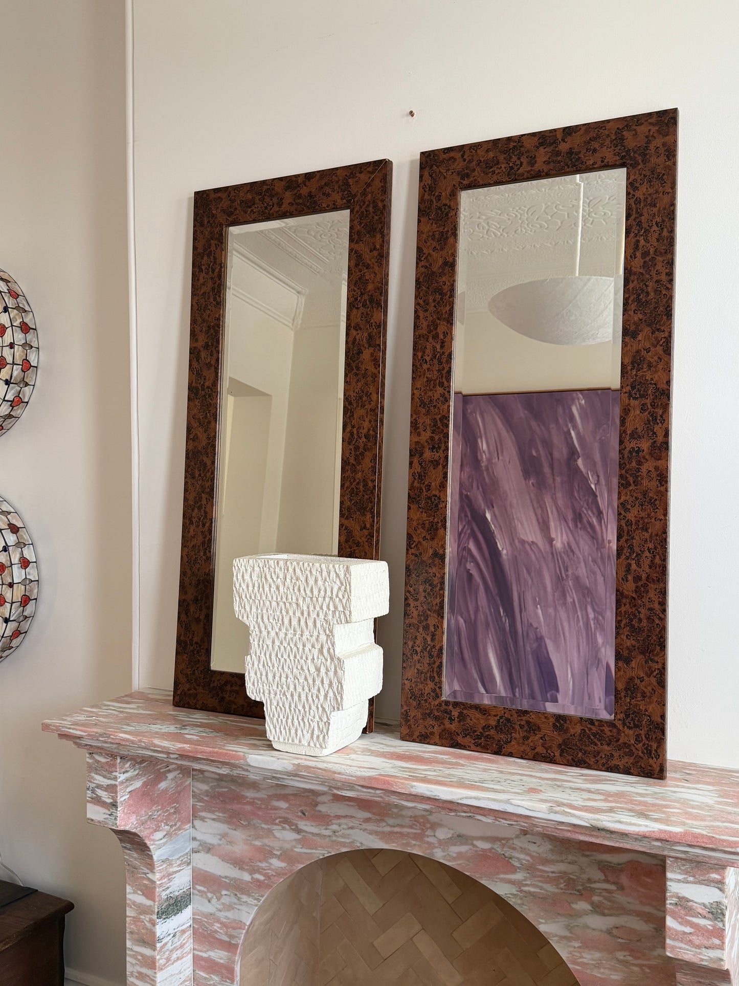 Vintage Walnut Burl Mirror (two available)