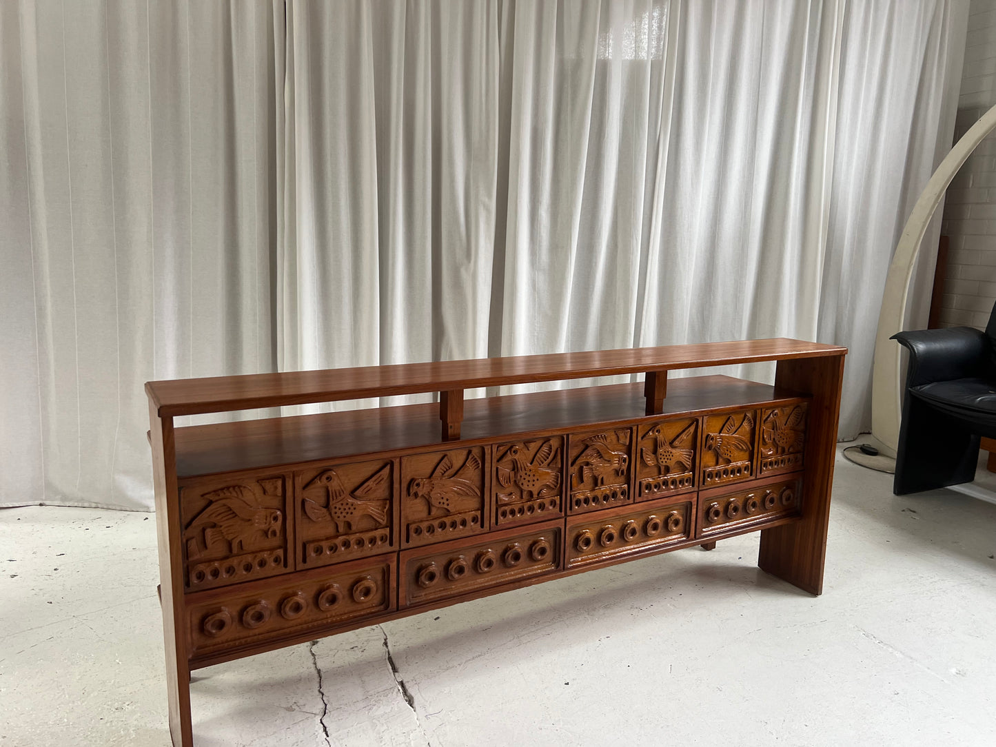 Vintage Carved Wooden Sideboard / Room Divider