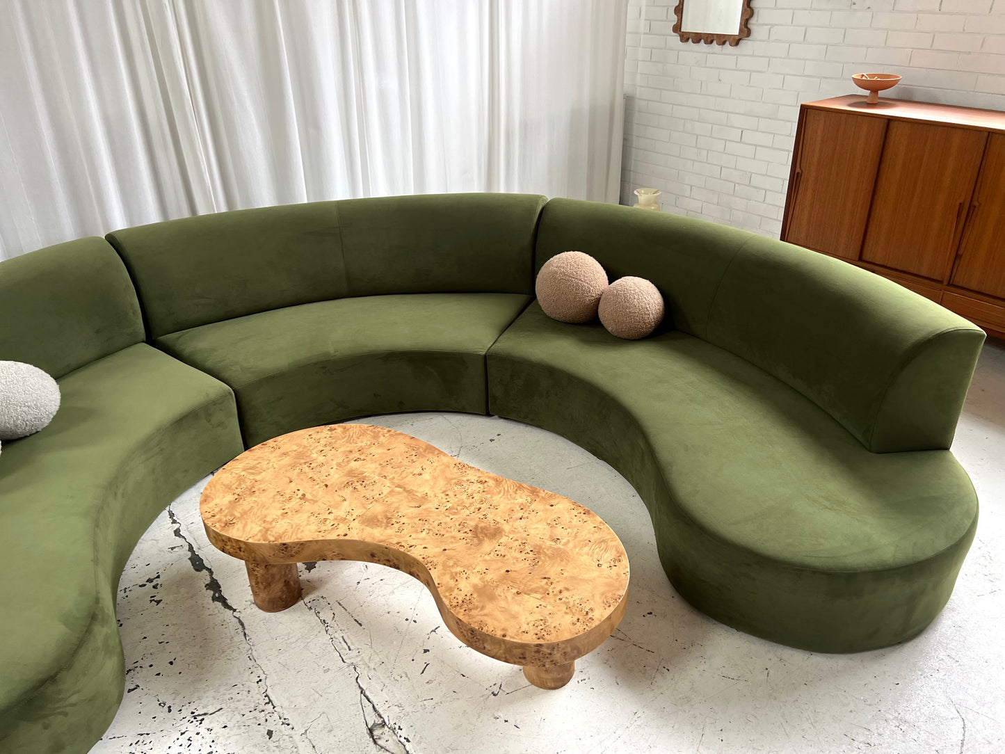 Bespoke Green Curved Modular Sofa