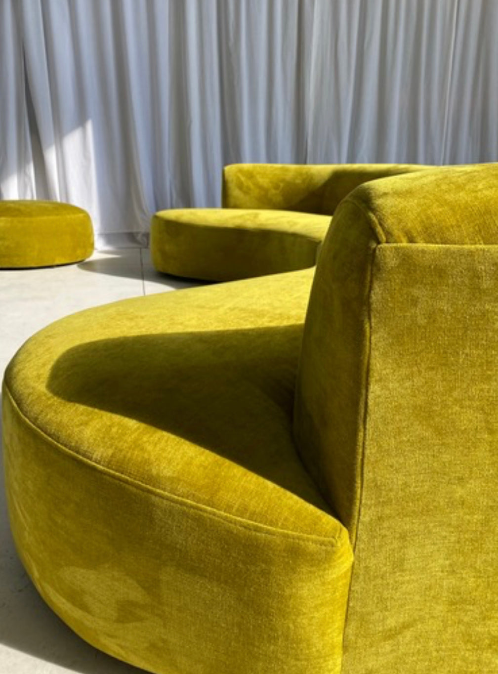 Large Bespoke Chartreuse Sofa with Ottoman