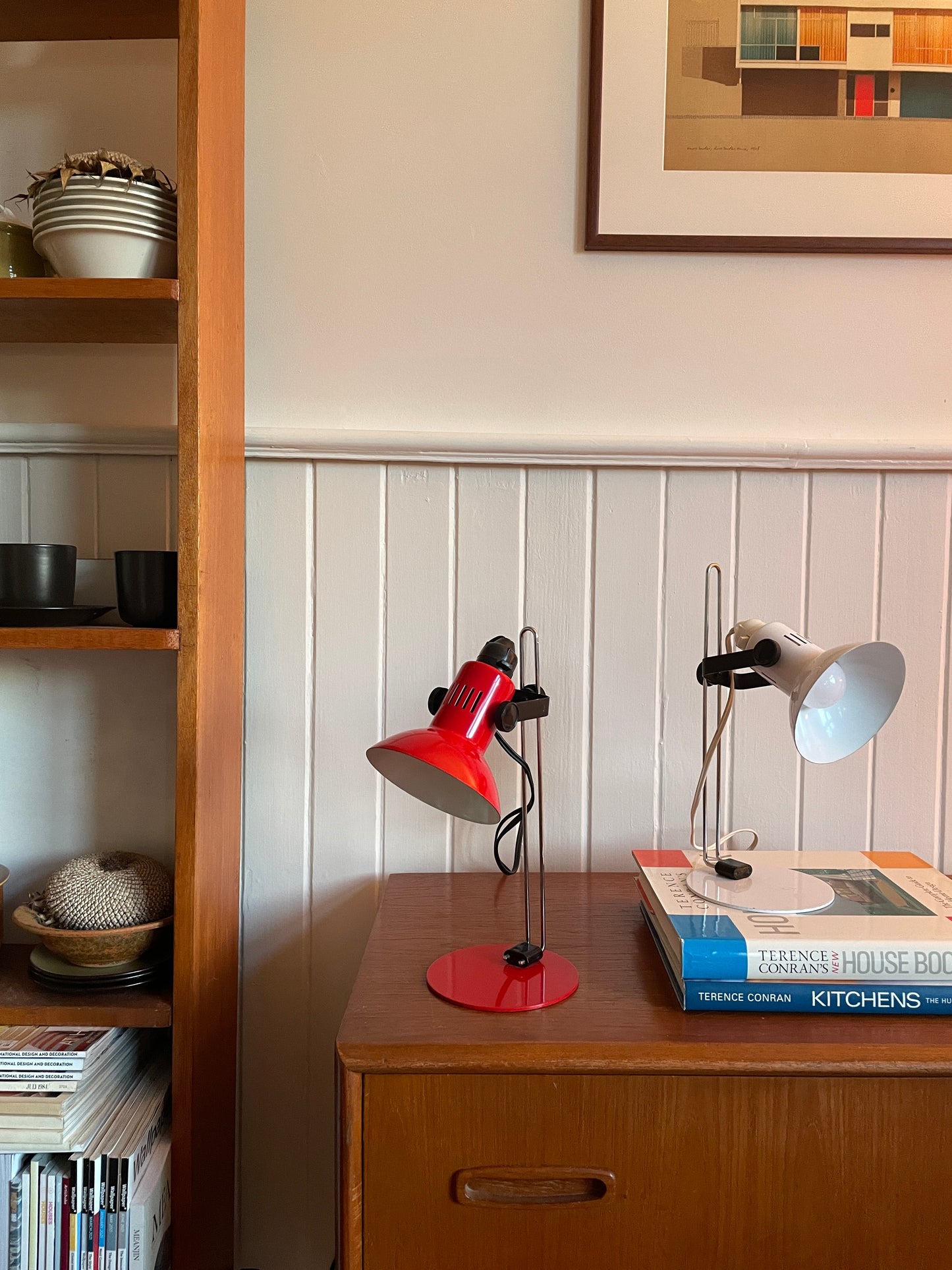 Vintage enamel desk lamps