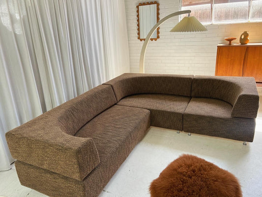ON HOLD - Vintage Italian Designer Chunky Boucle Modular Sofa