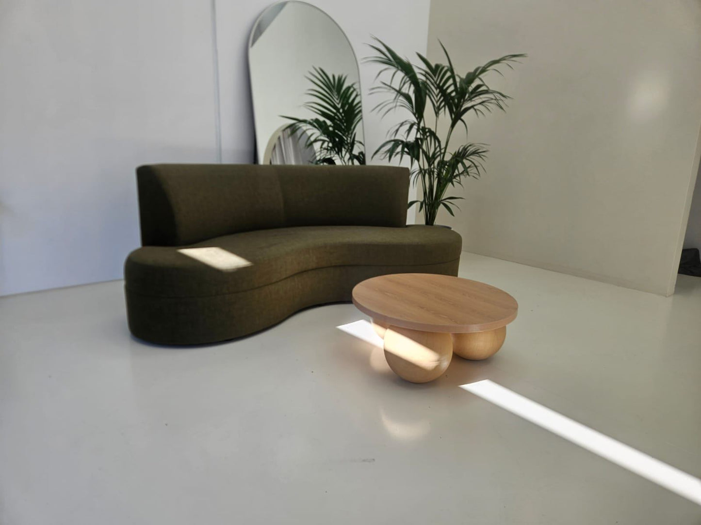 Green Velvet Curved Sofa