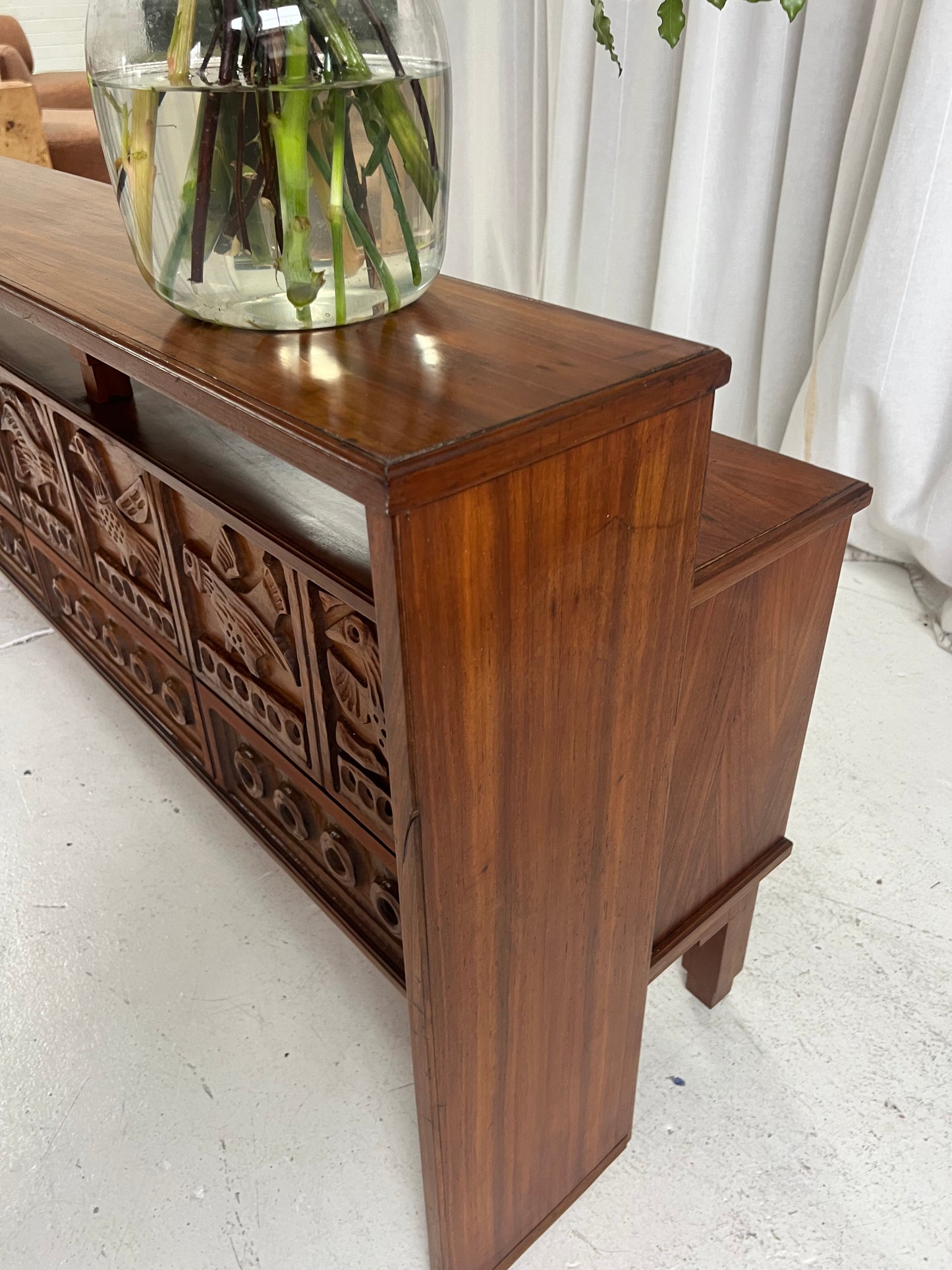 Vintage Carved Wooden Sideboard / Room Divider