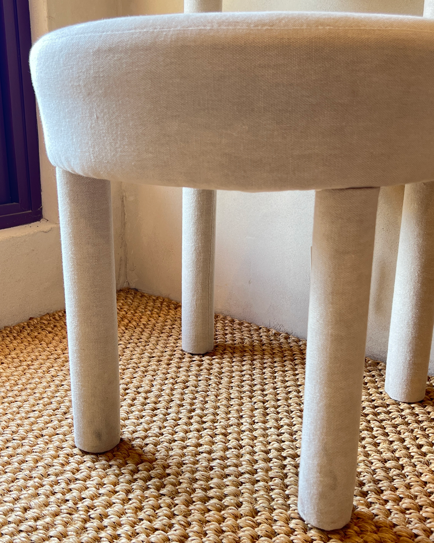 Set of Four Linen Dining Chairs