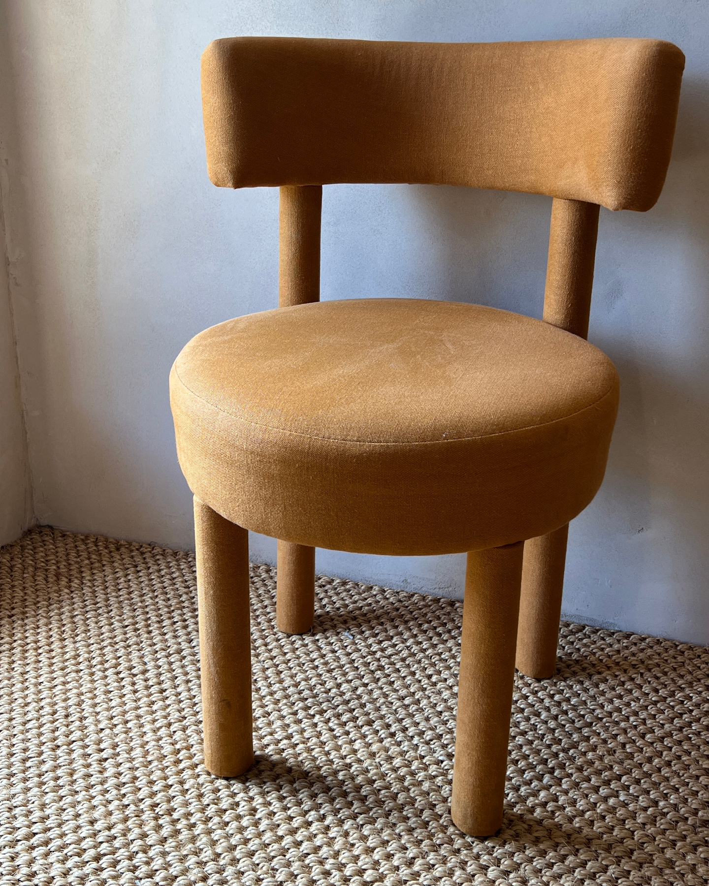 Set of Four Linen Dining Chairs