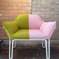 Two-Tone Bouclé Lounge Chair in Pink & Olive (2 Available)