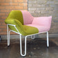 Two-Tone Bouclé Lounge Chair in Pink & Olive (2 Available)