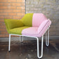 Two-Tone Bouclé Lounge Chair in Pink & Olive (2 Available)