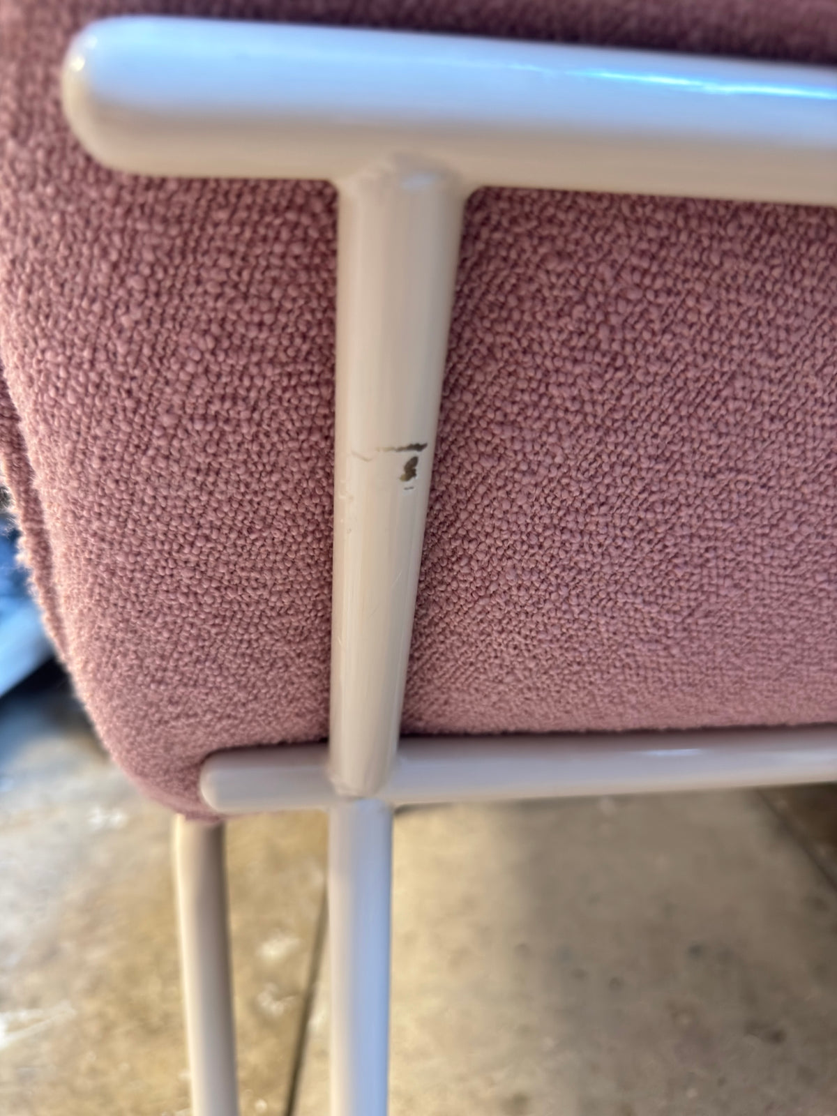 Two-Tone Bouclé Lounge Chair in Pink & Olive (2 Available)