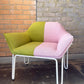 Two-Tone Bouclé Lounge Chair in Pink & Olive (2 Available)