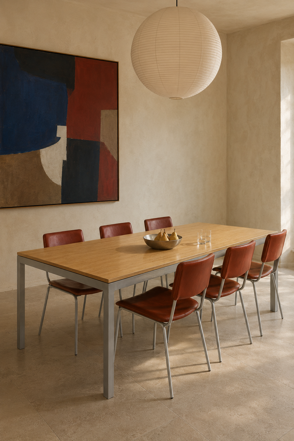 Vintage AERO Dining Table & Six Leather Chairs