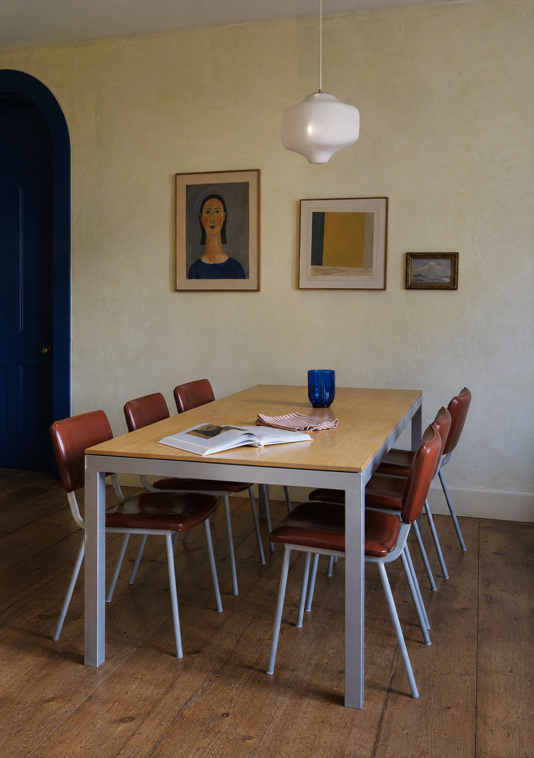 Vintage AERO Dining Table & Six Leather Chairs