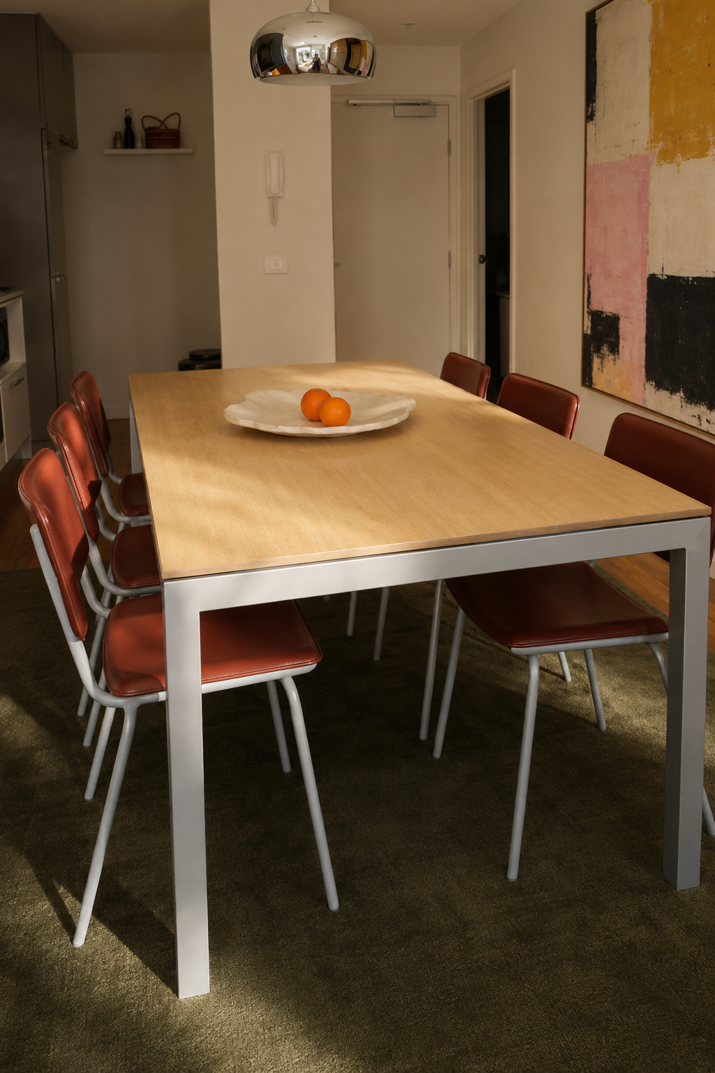 Vintage AERO Dining Table & Six Leather Chairs
