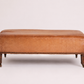 Leather Ottoman with Turned Legs & Castors
