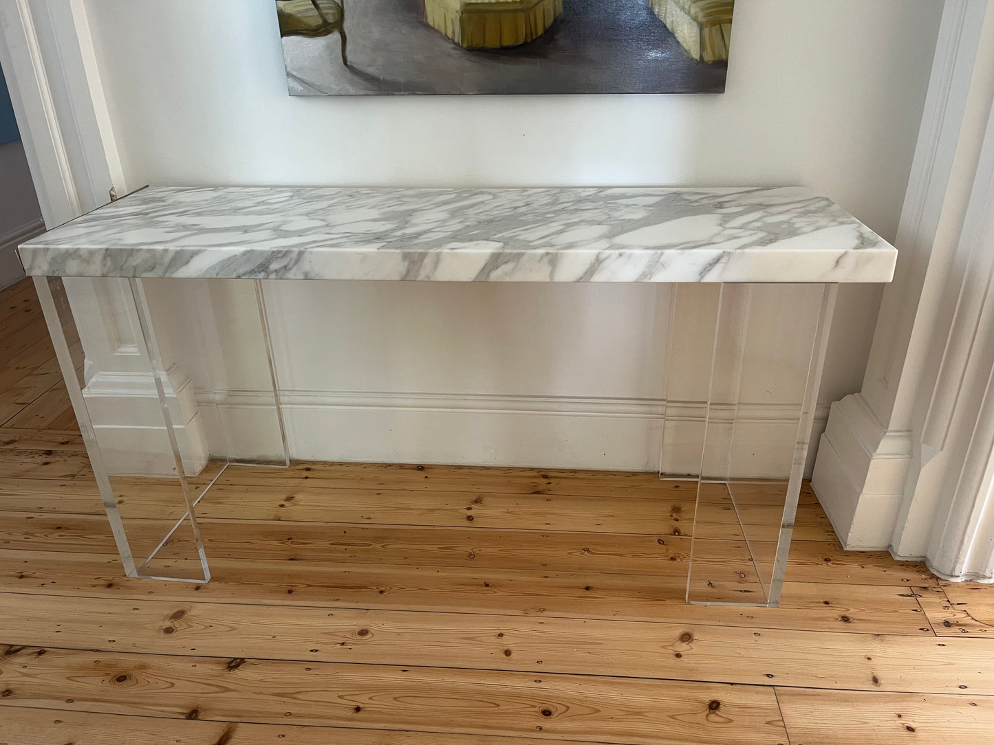 Lucite and Marble Console Table