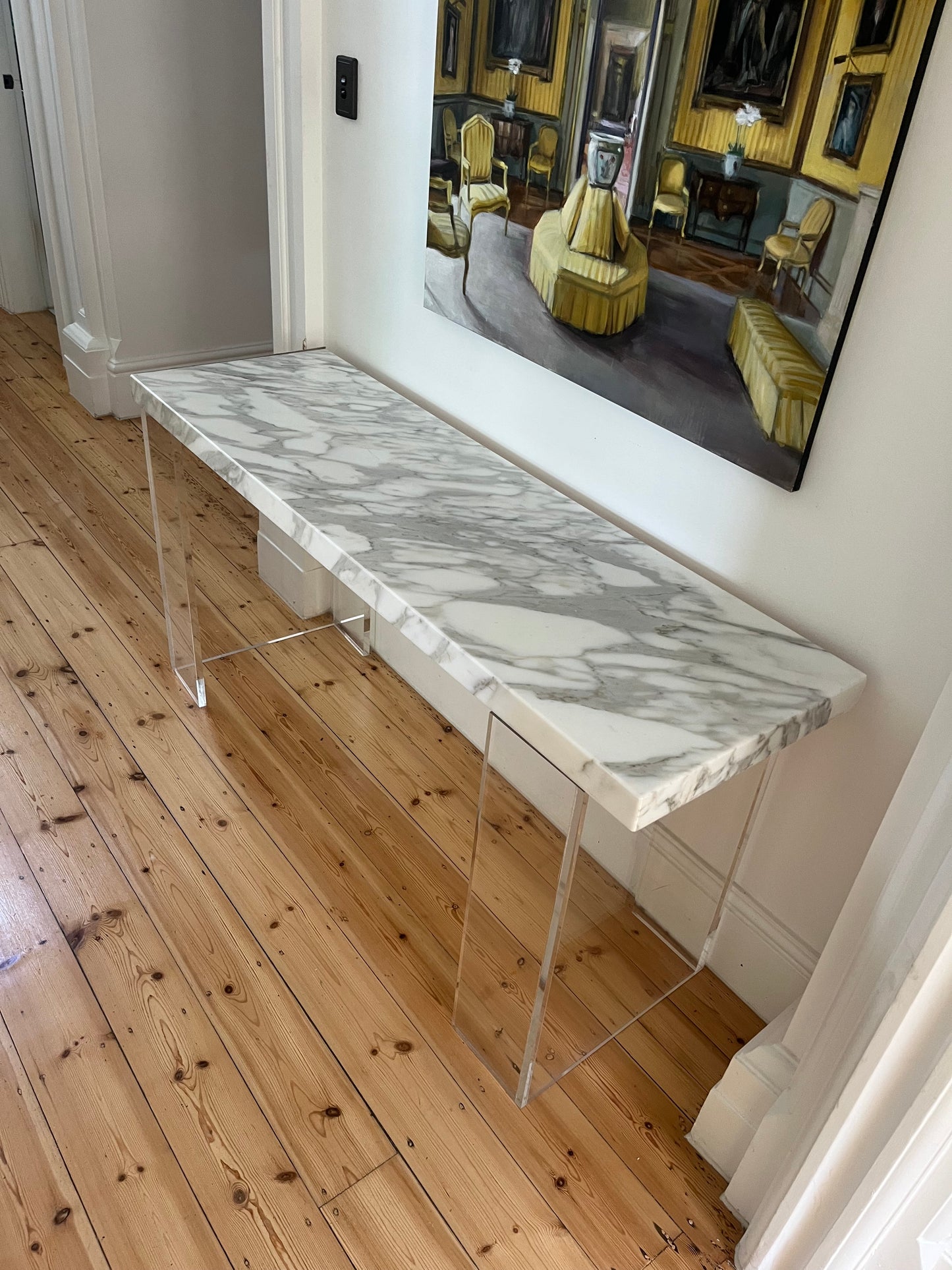 Lucite and Marble Console Table