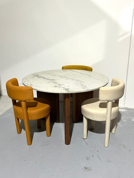 Custom Marble Desk with Walnut Legs