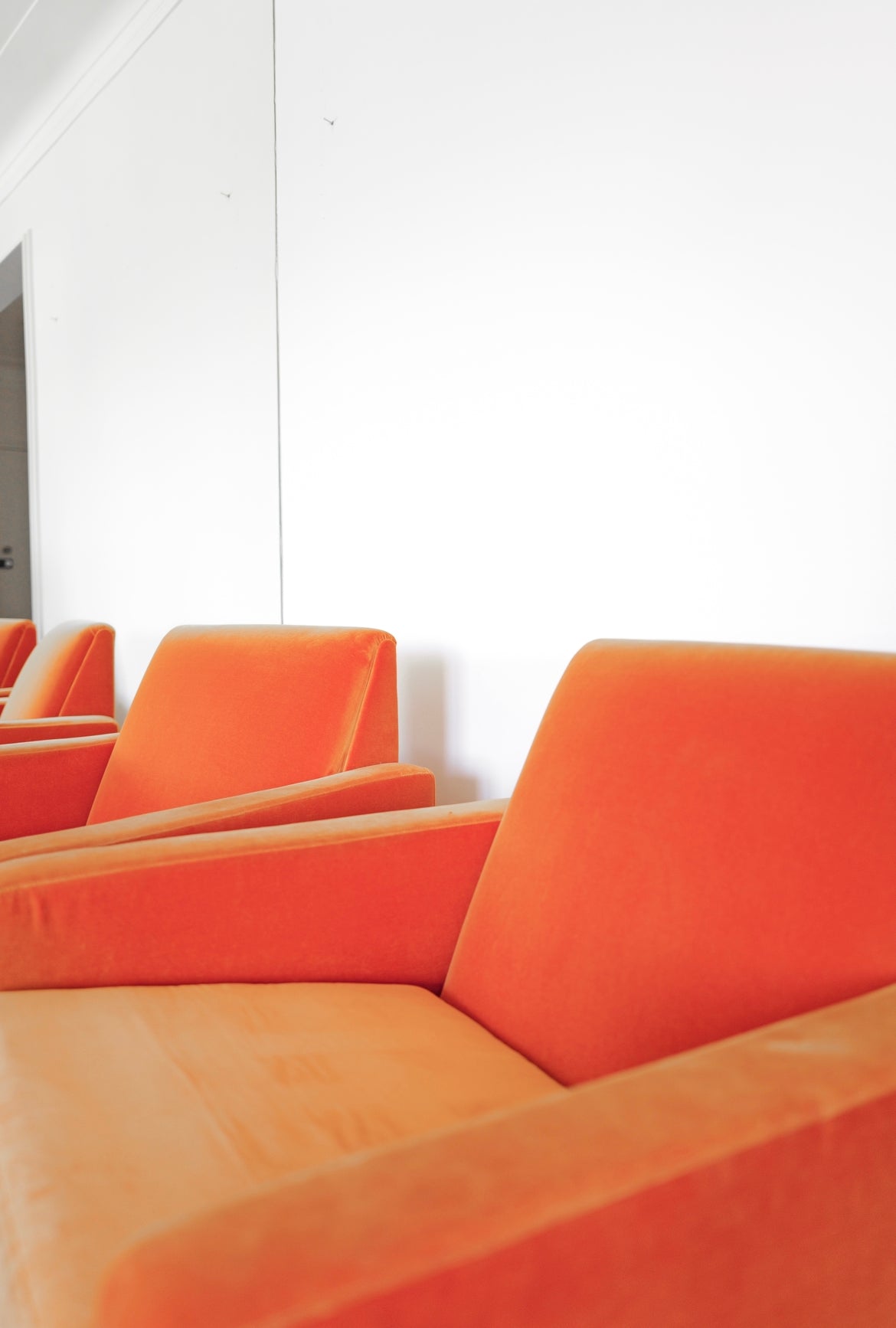 Pair Orange Velvet Parker Armchairs