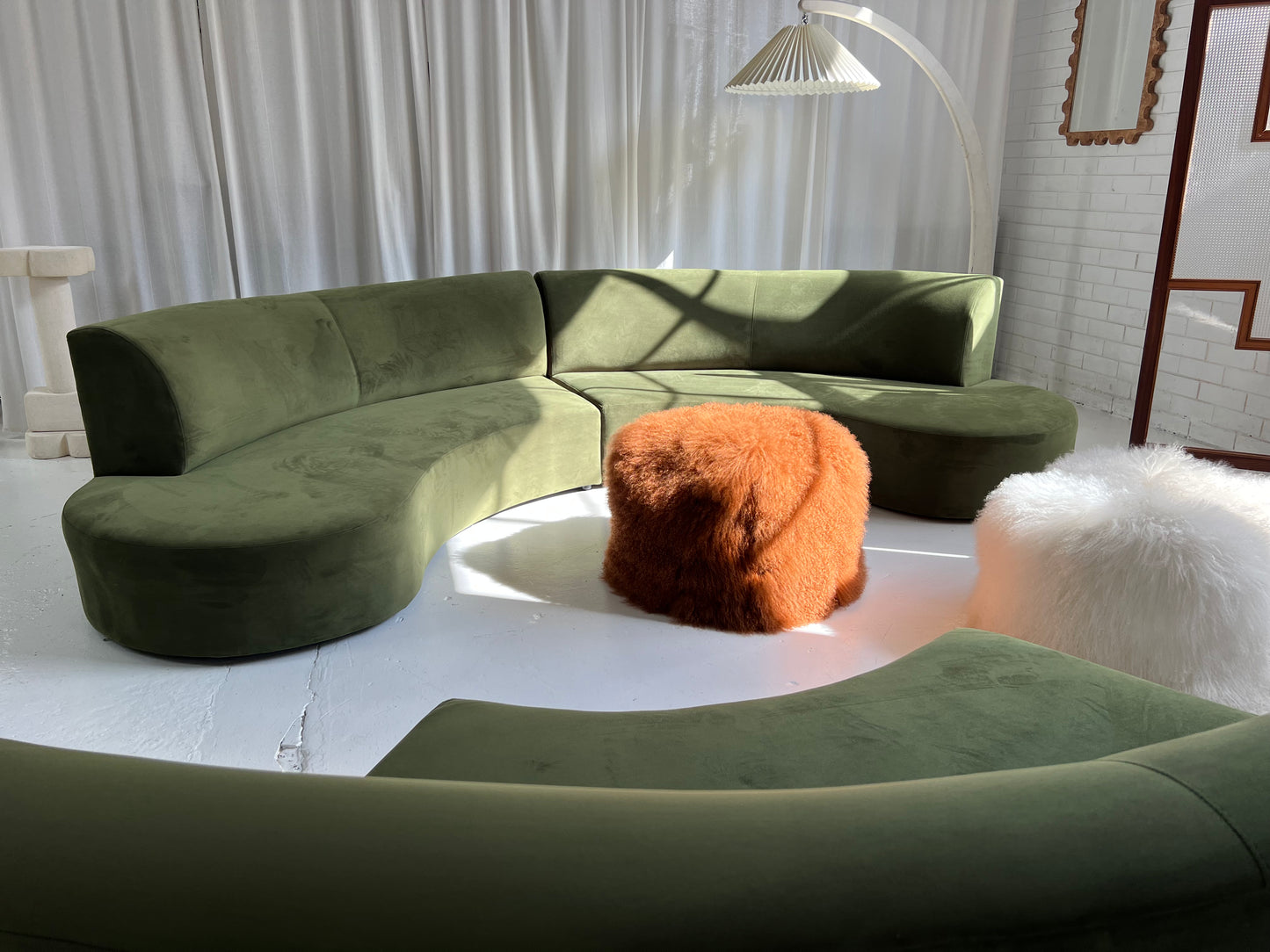 Bespoke Green Curved Modular Sofa