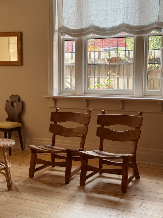 Pair of Brutalist Oak Chairs by Dittmann & Co, Netherlands, 1960's