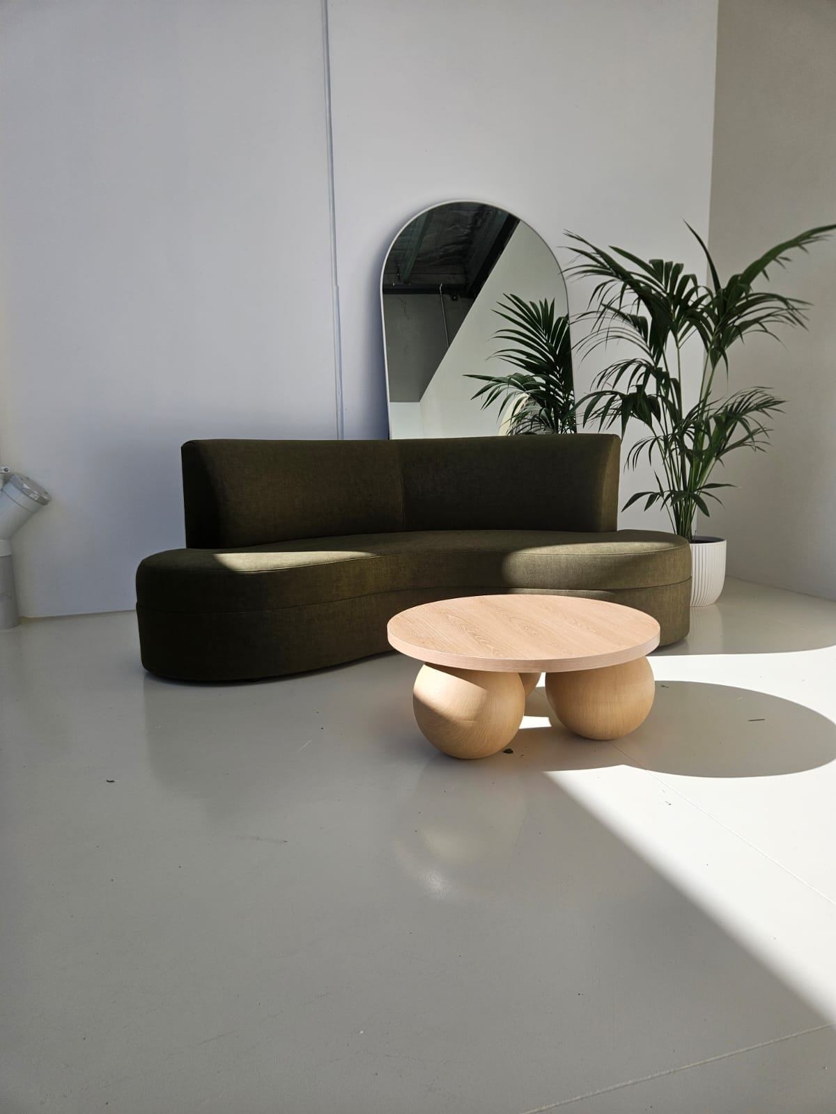 Green Velvet Curved Sofa