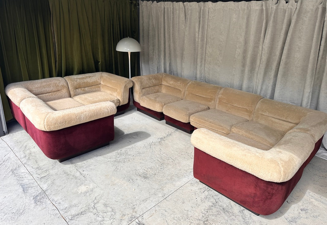 Vintage 8 Piece Fluffy Vanderoza Modular Sofa, 70’s