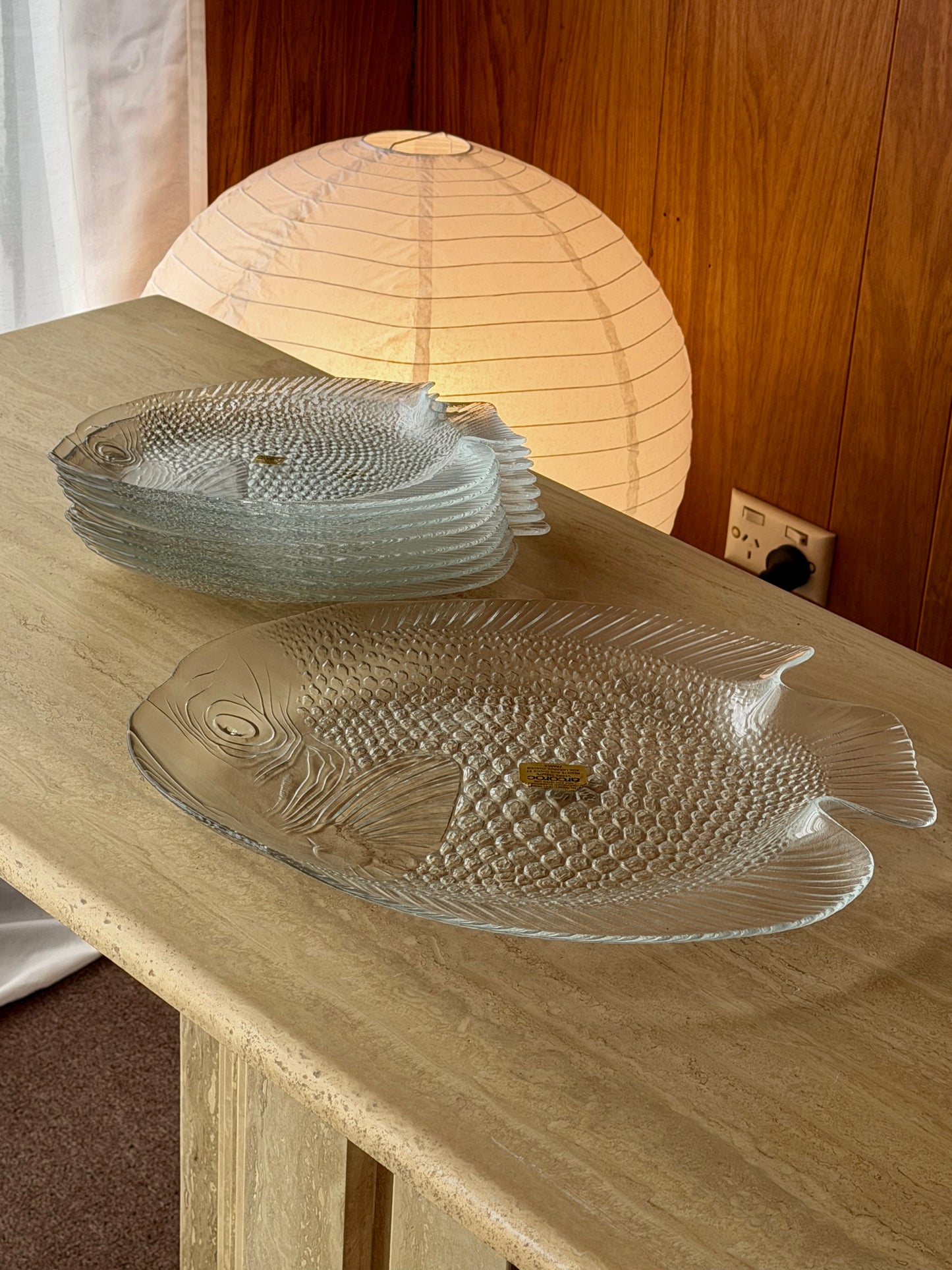 Rare Arcoroc France “poisson” fish dish glassware