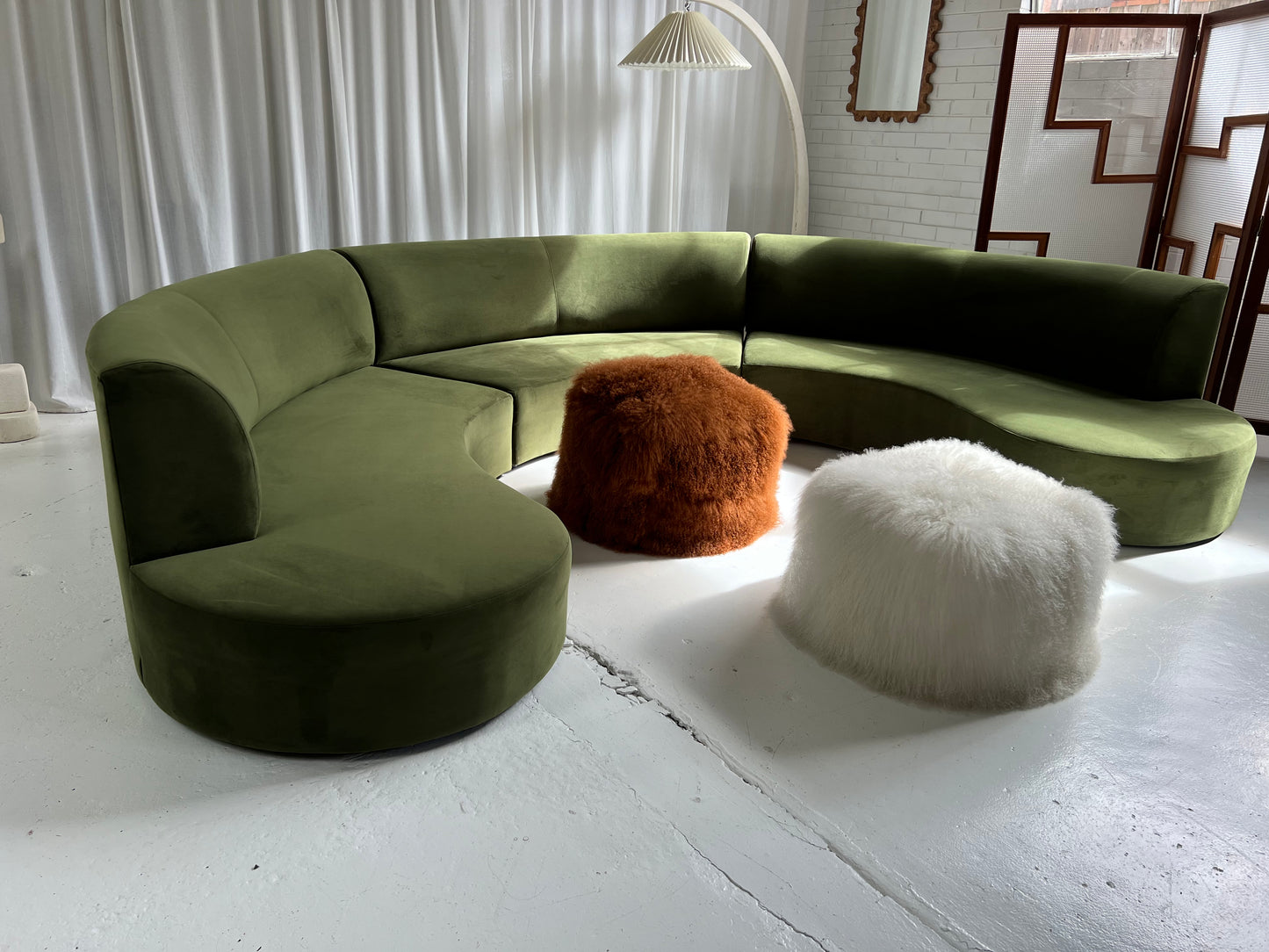 Bespoke Green Curved Modular Sofa
