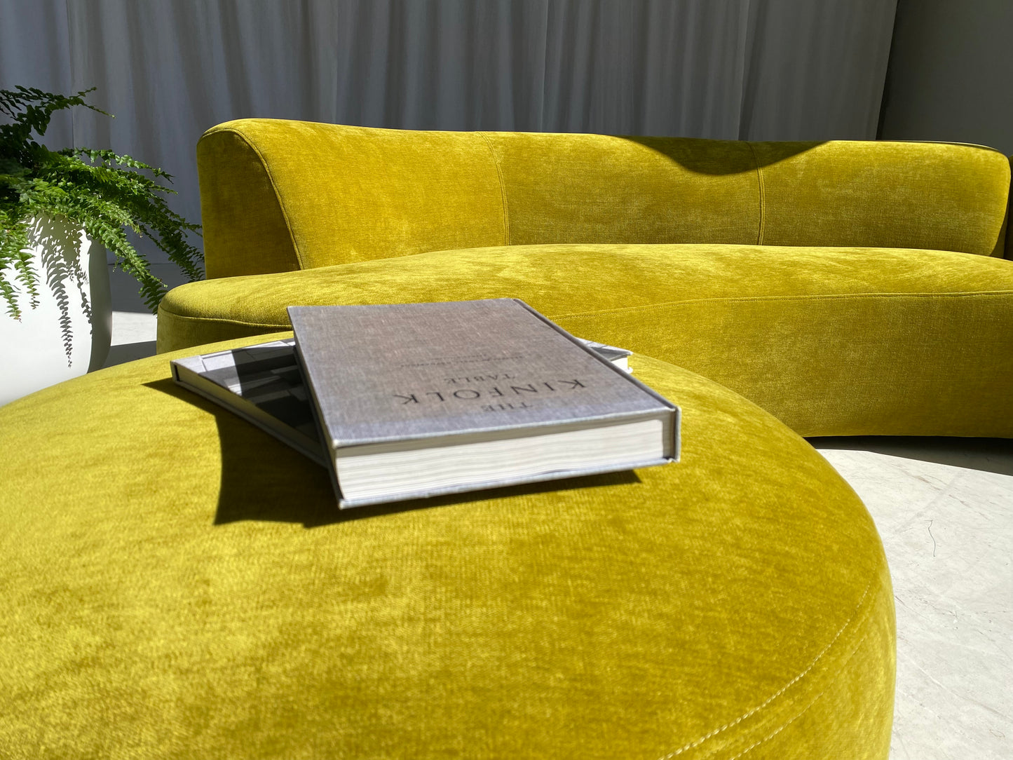 Large Bespoke Chartreuse Sofa with Ottoman