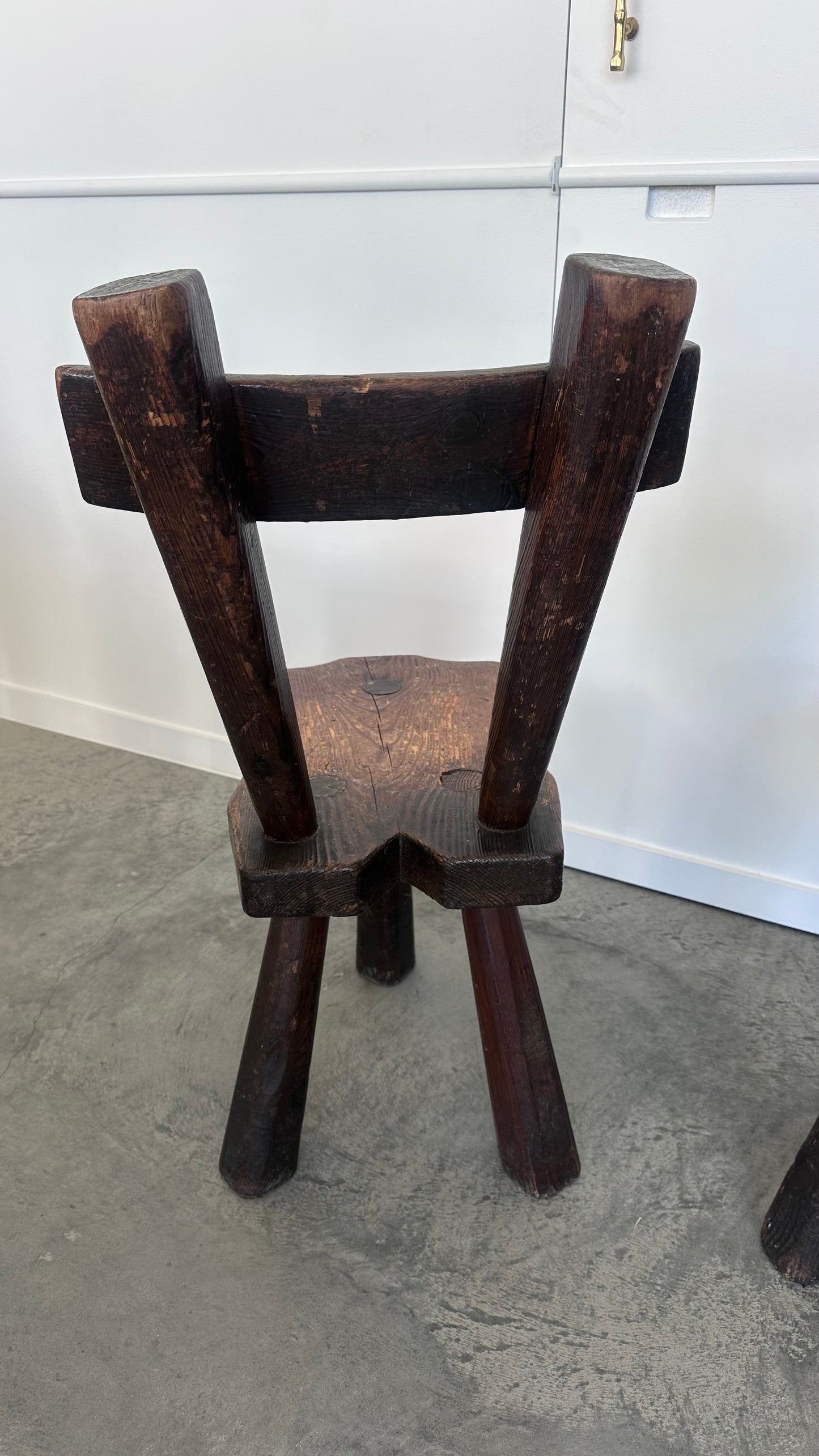 3 French Brutalist Ebonized chairs